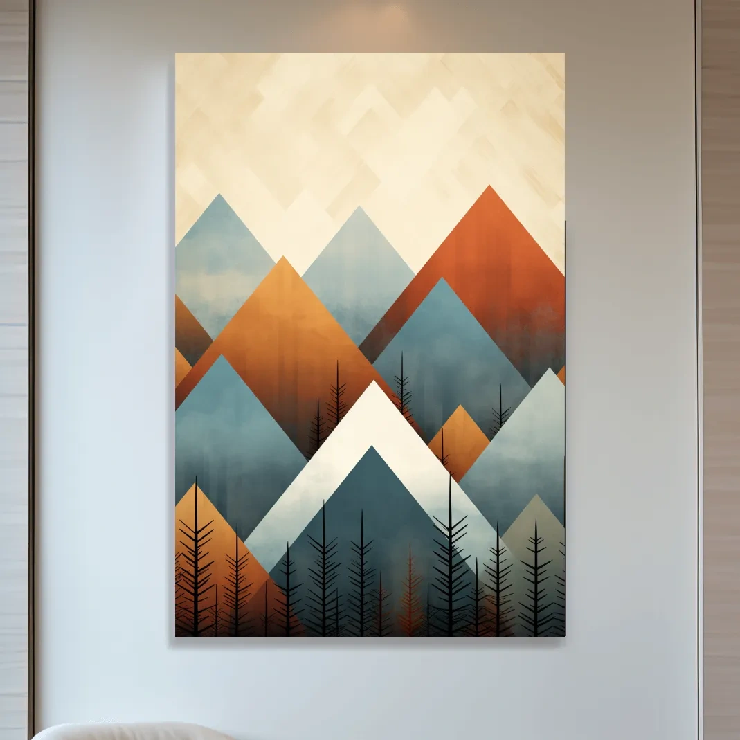 Geometric triangular mountain patterns - mid century style art