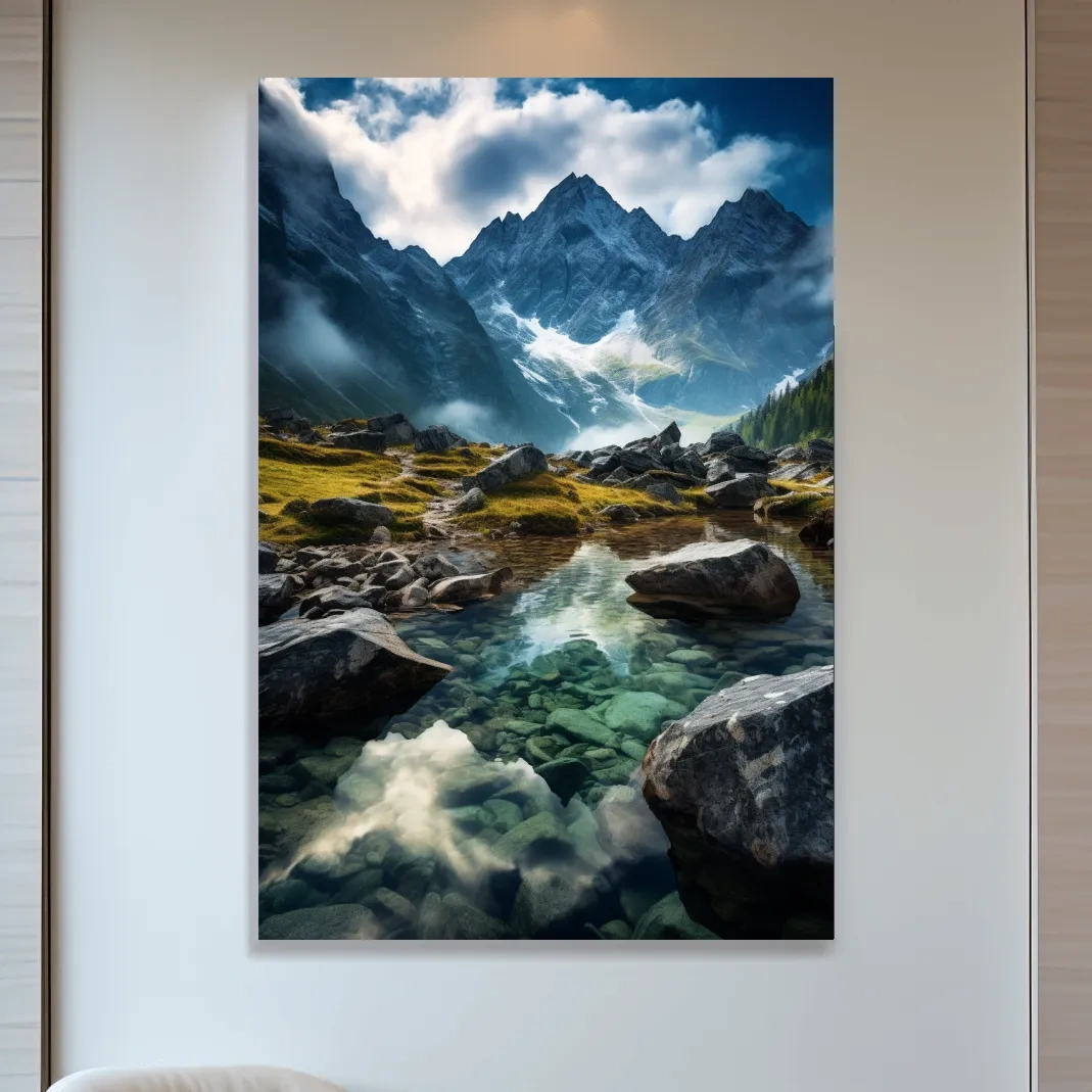 Photographic art of a pristine alpine glacial stream