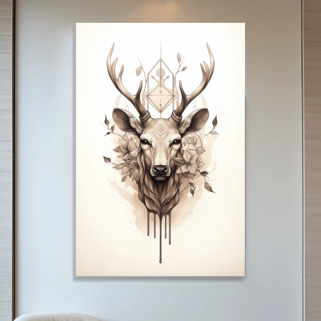 Minimal illustration of an ornate deers head