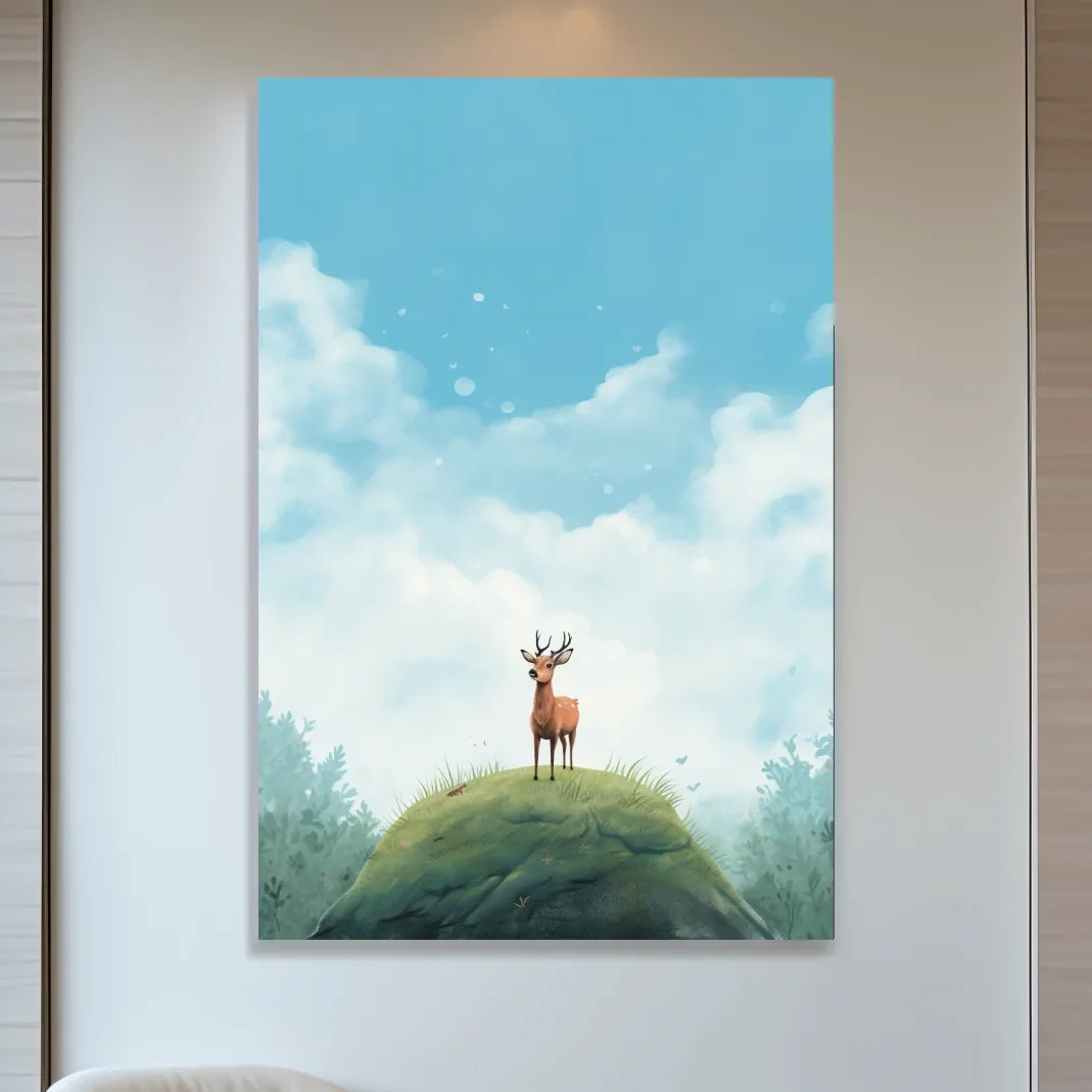 Bright illustration artwork of a cute deer