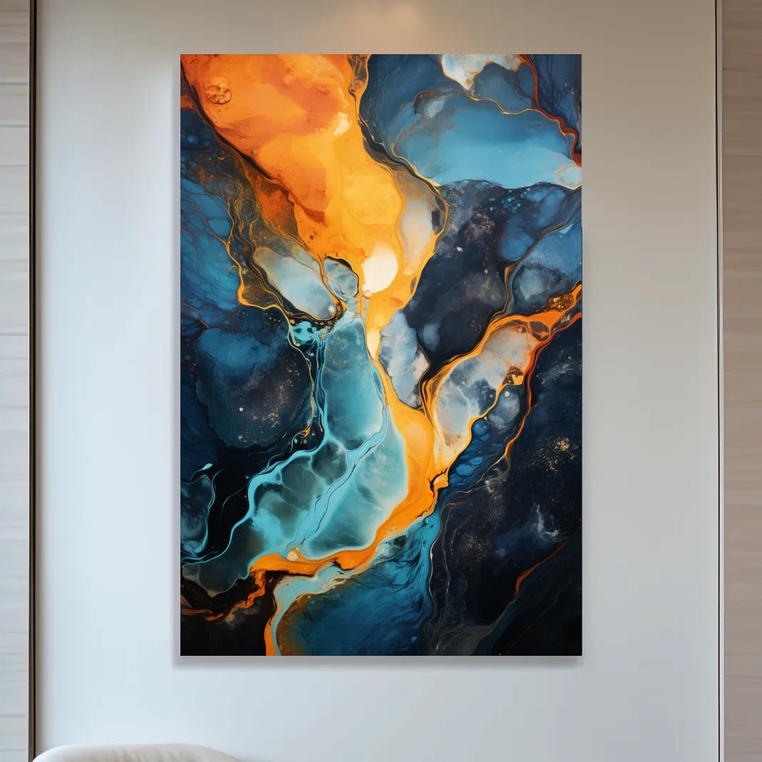 Vibrant Fluid River Abstract Painting - Alcohol Ink Style Wall Art