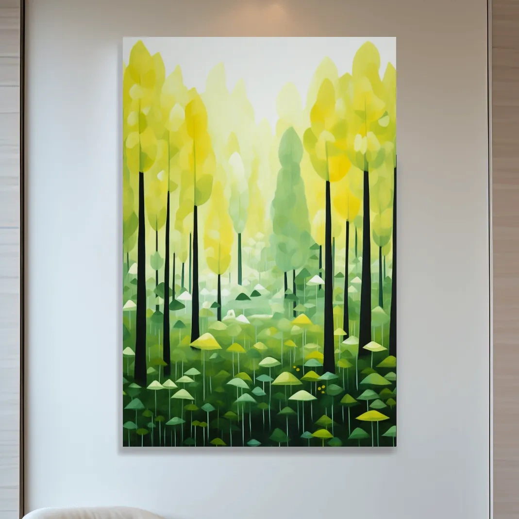 Happy illustration of a surreal storybook forest