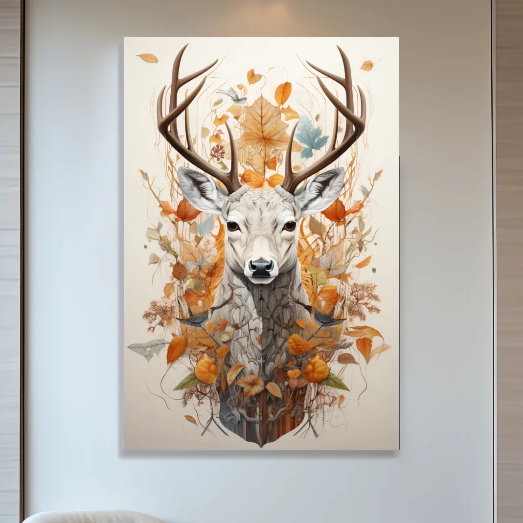 Ornate deer head, coat of arms emblem style artwork