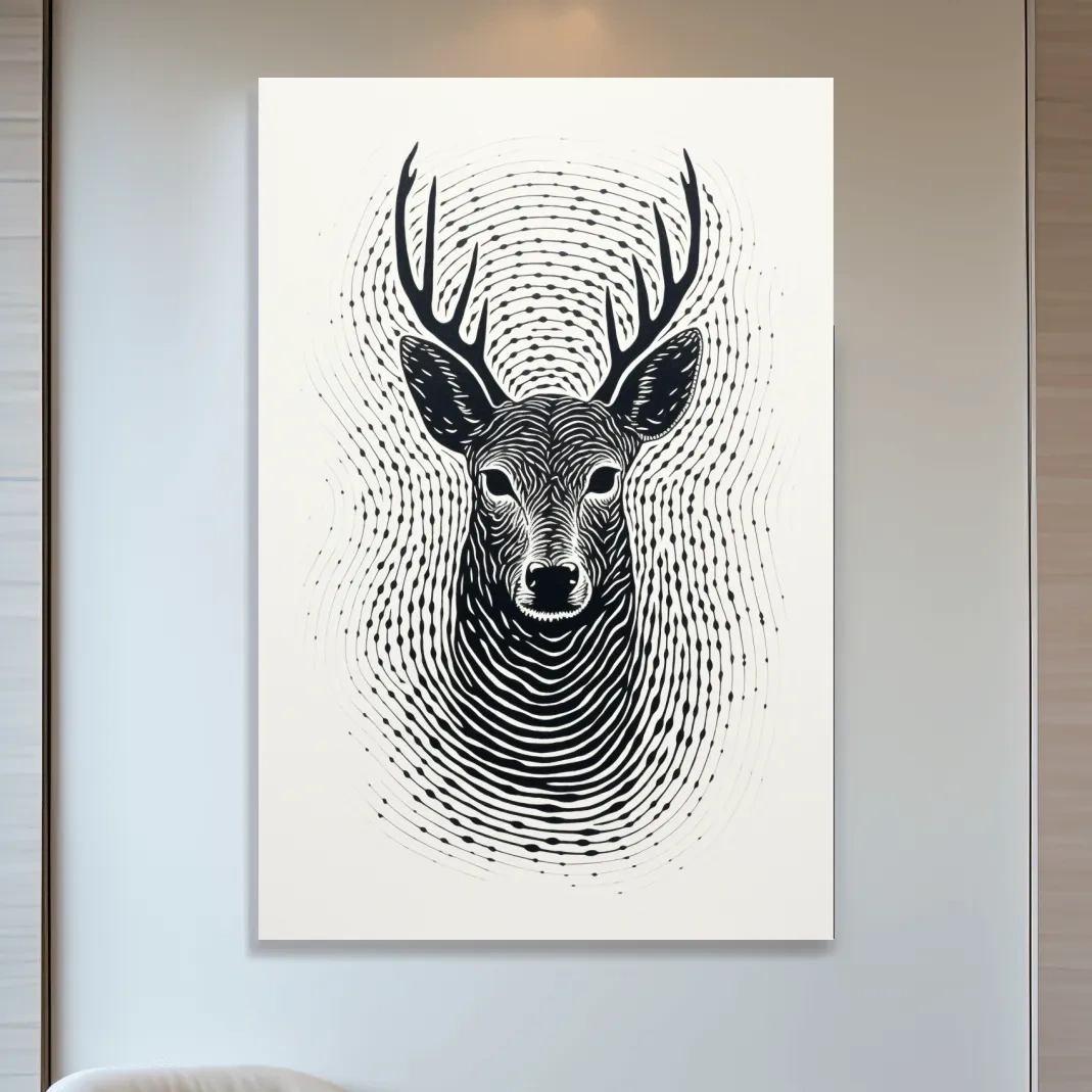 Abstract fingerprint swirling art drawing of a deer head