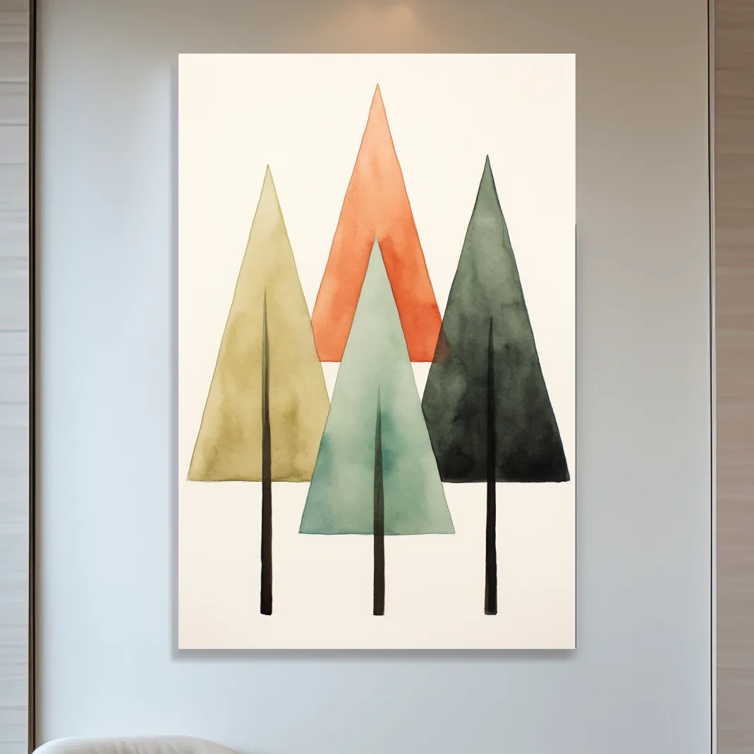 Minimalist Watercolor Pine Tree Trio - Scandinavian Forest Wall Art