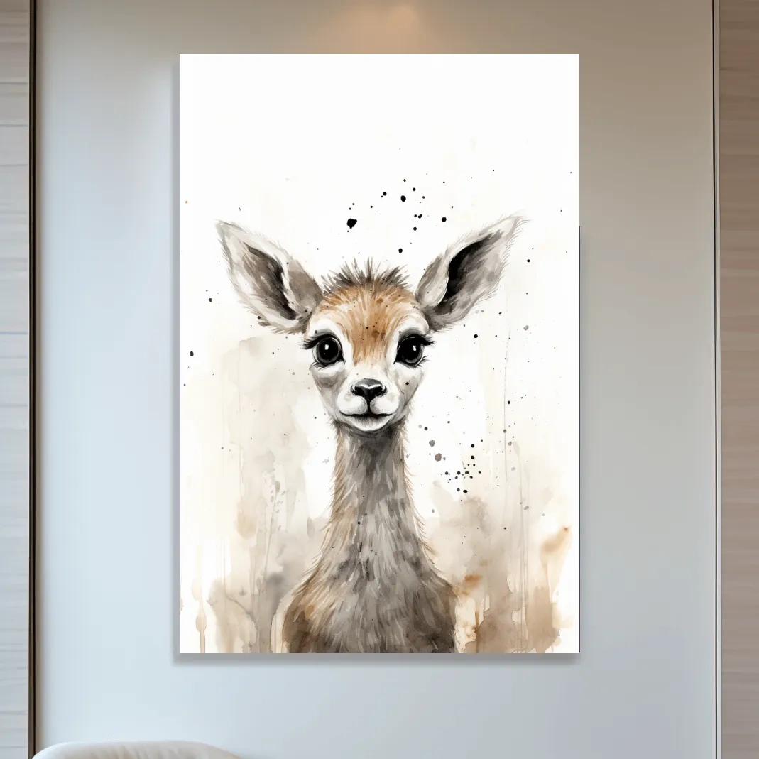 Watercolour illustration of a deer fawn
