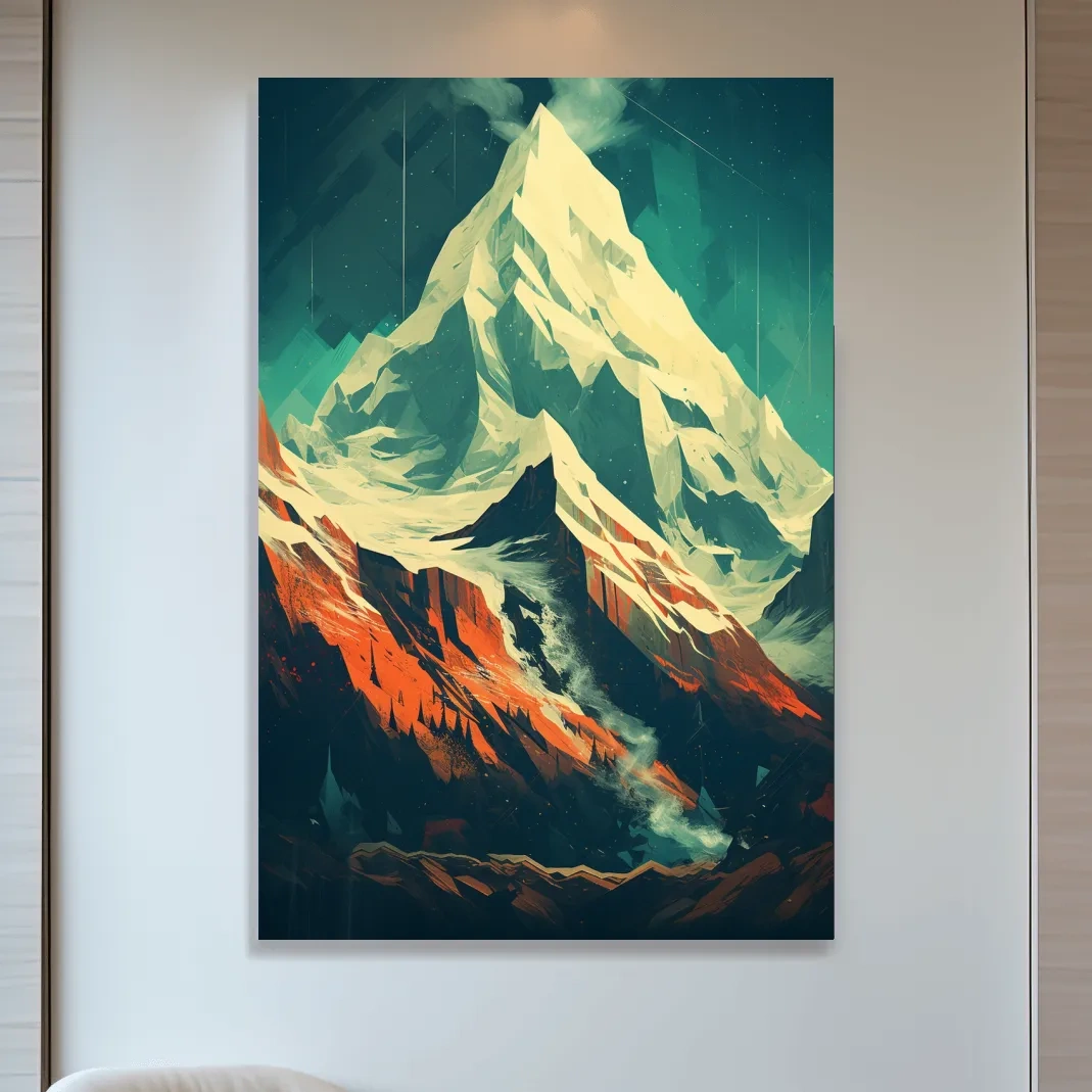 Retro style mountain glacier art poster