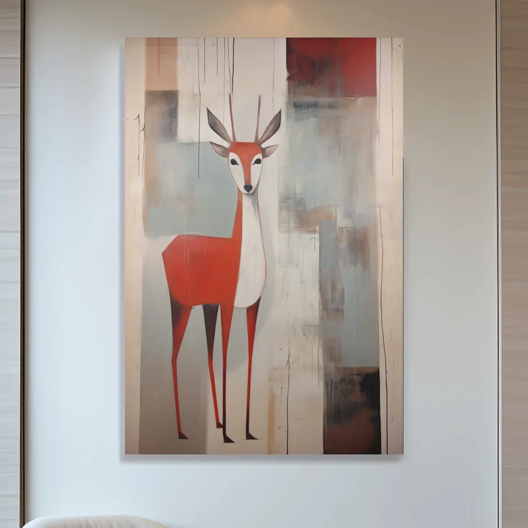 Rustic expressionist painting of a deer