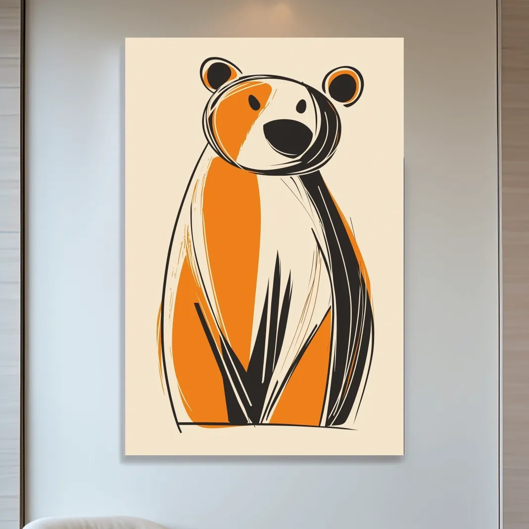 Fun caricature print of a cartoon bear