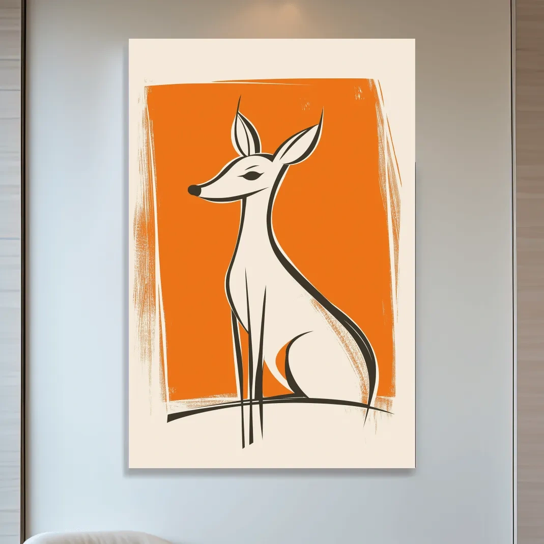 Fun caricature wall art print of a cartoon deer