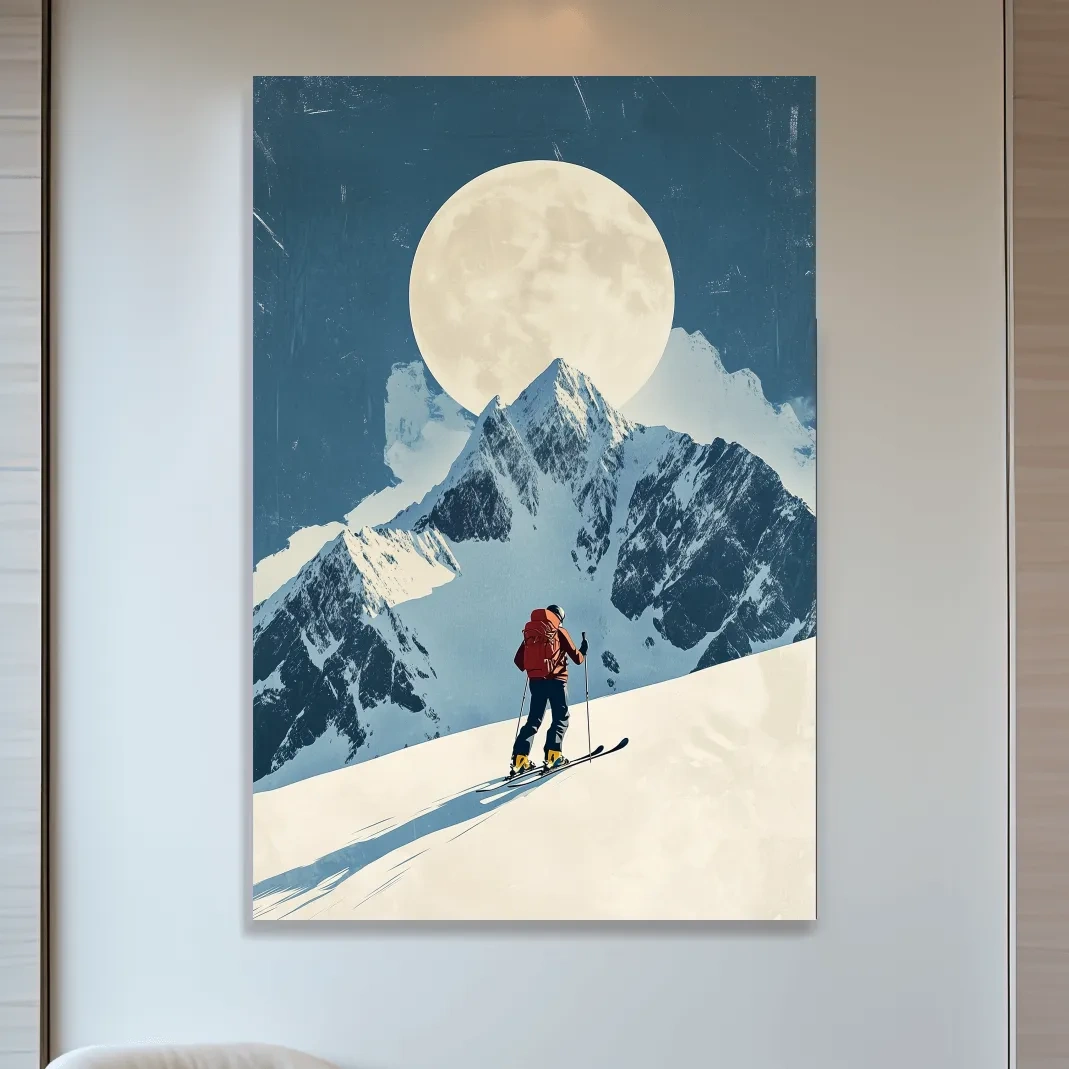 Retro Ski Poster Wall Art - Vintage Winter Artwork
