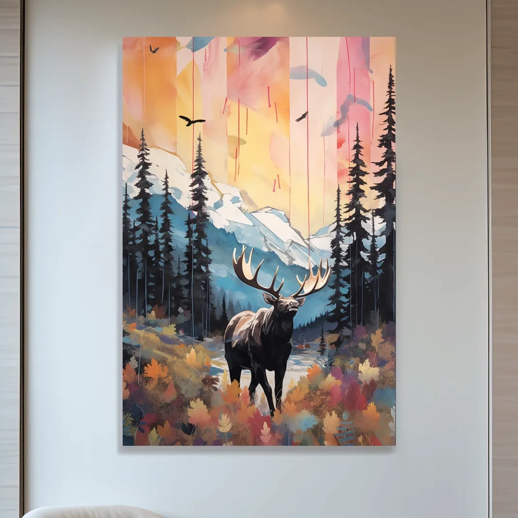 Abstract painting of a majestic moose