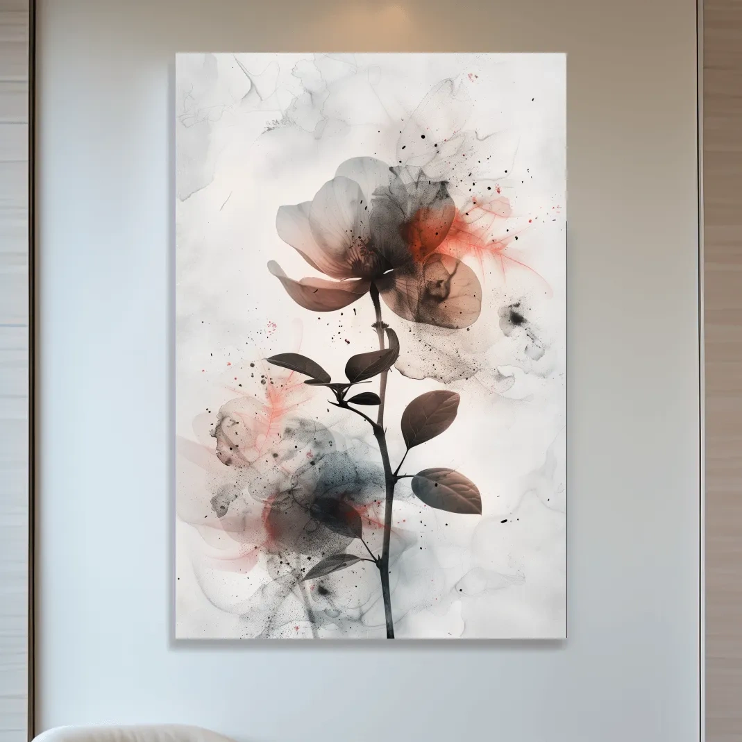 Abstract flower painting artwork, floral wall art