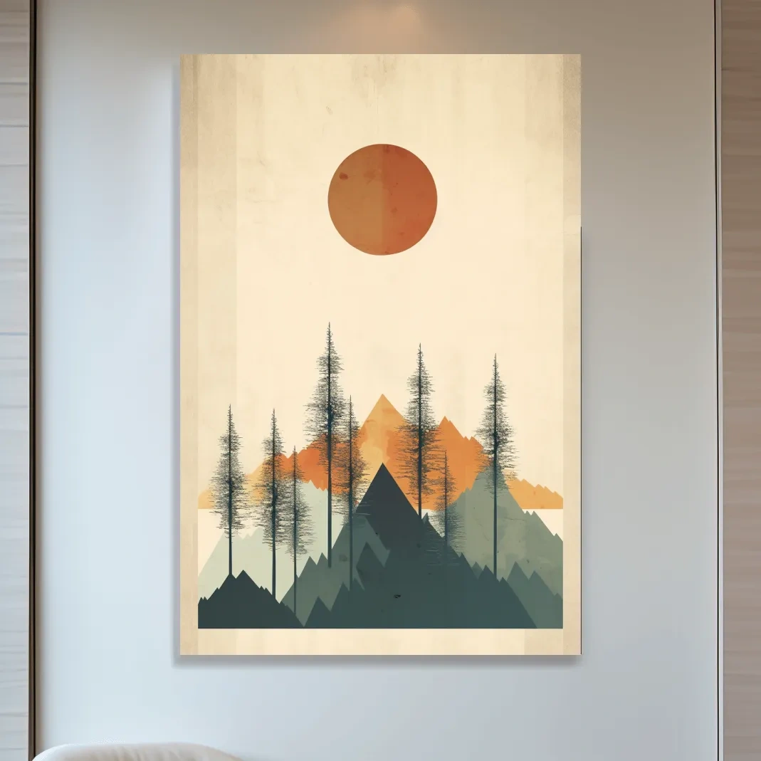 Minimalist Mountain Landscape Illustration - Modern Scandinavian Wall Art