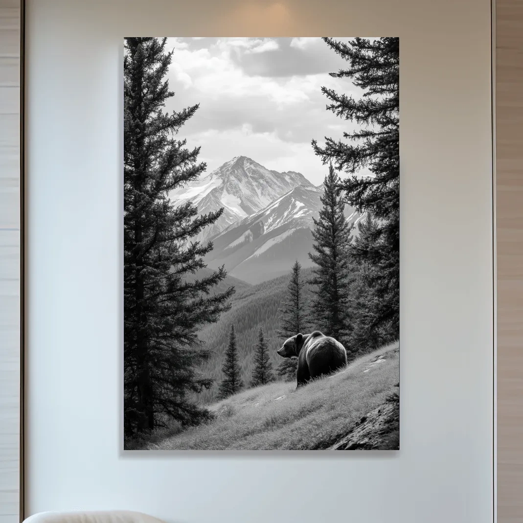 Grizzly bear in the alpine meadows, photographic wildlife artwork