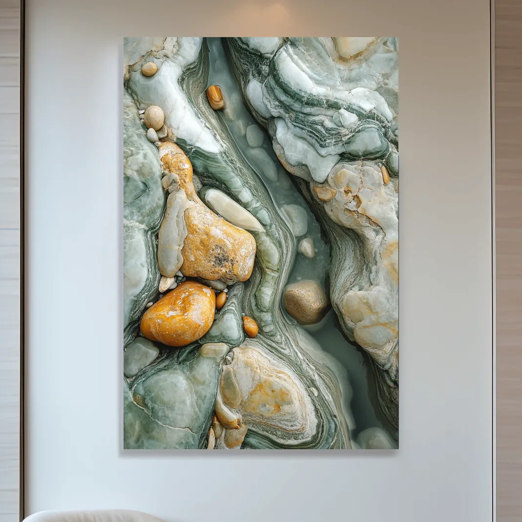 Natural stone and rock wall artwork, textured abstract flowing design
