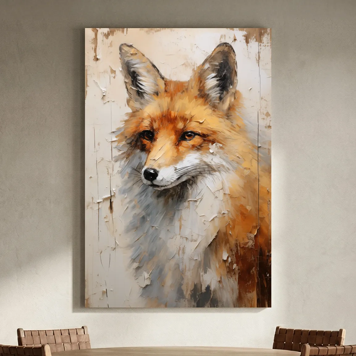 Fox Portrait Painting - Rustic Wildlife Wall Art Print