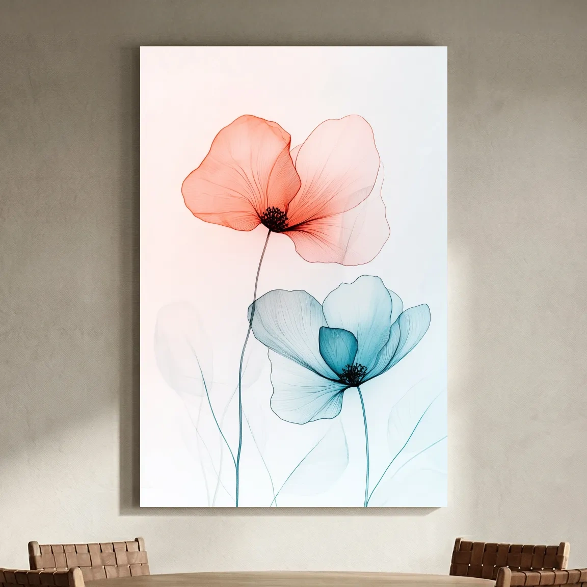 Minimalist Poppy Watercolor Print - Modern Botanical Floral Wall Art