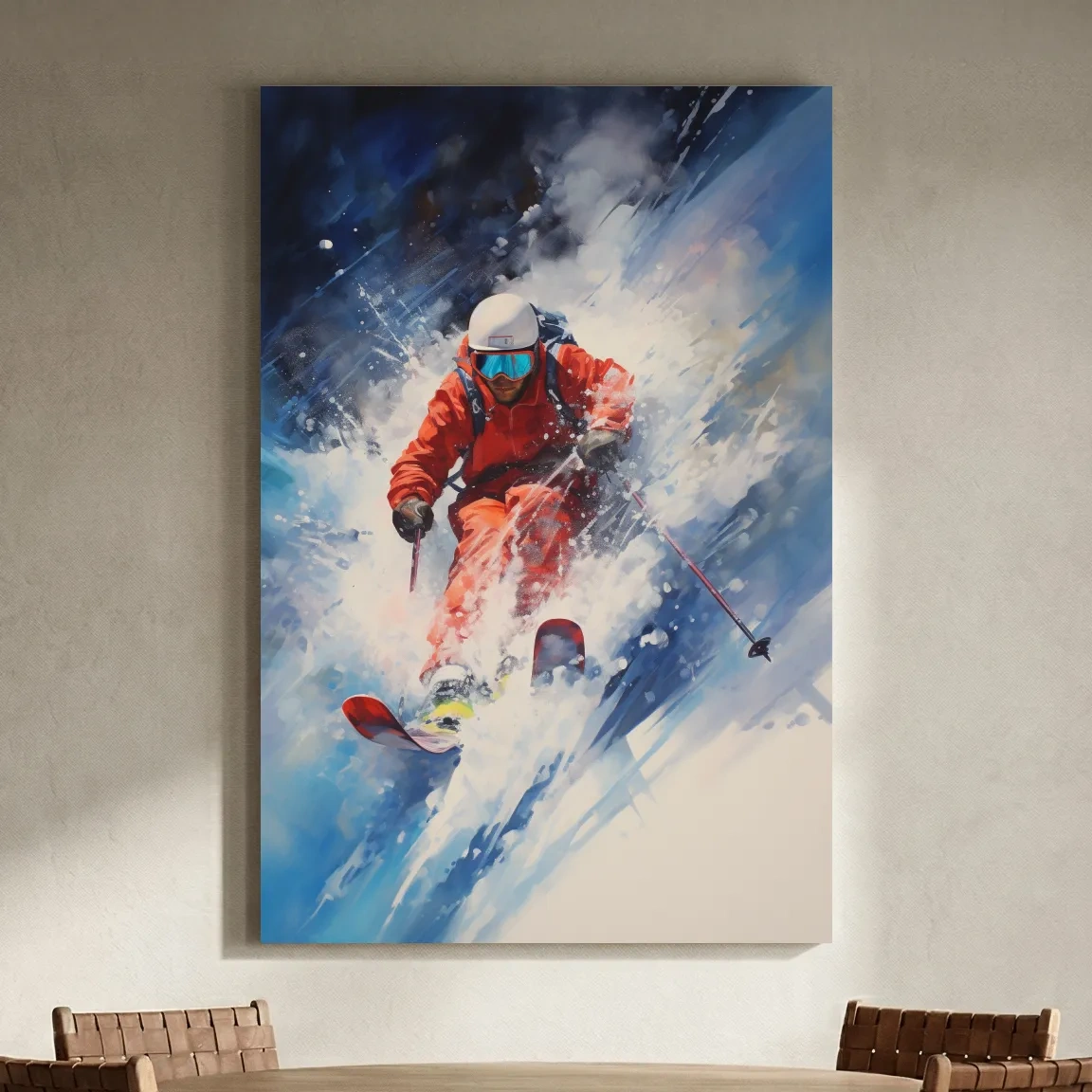 Powder Skier Dynamic Painting - Winter Sports Wall Art