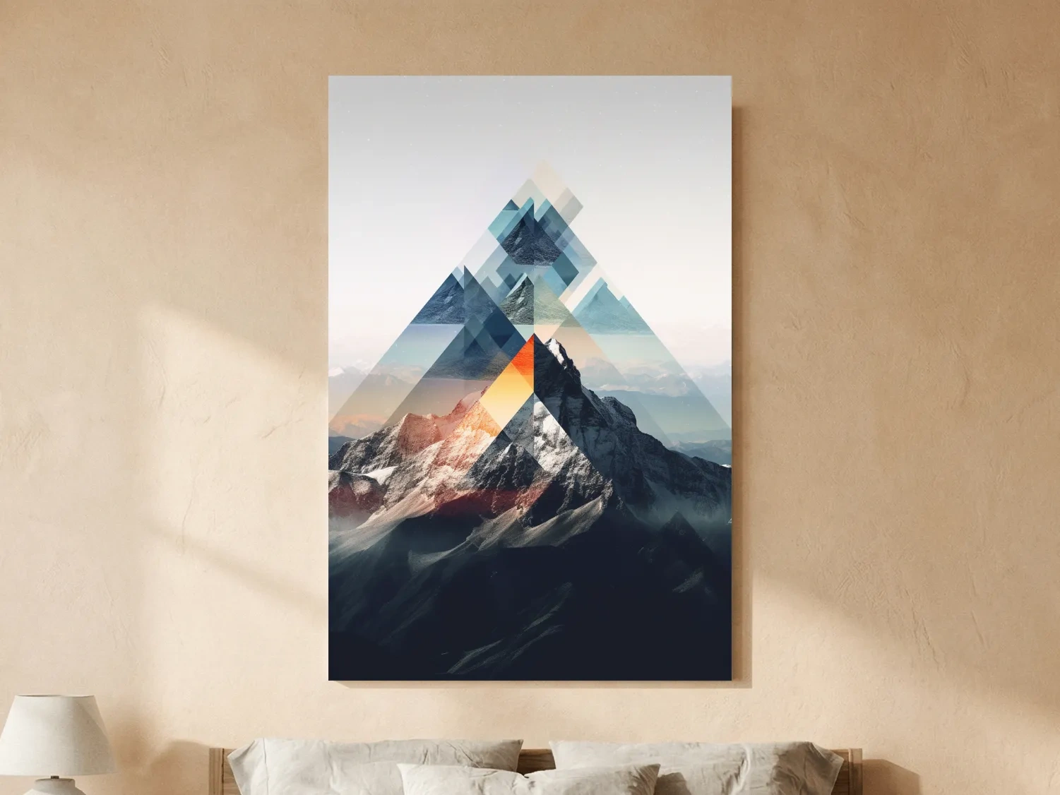 Geometric Abstract Mountain Peak Collage - Minimalist Landscape Artwork