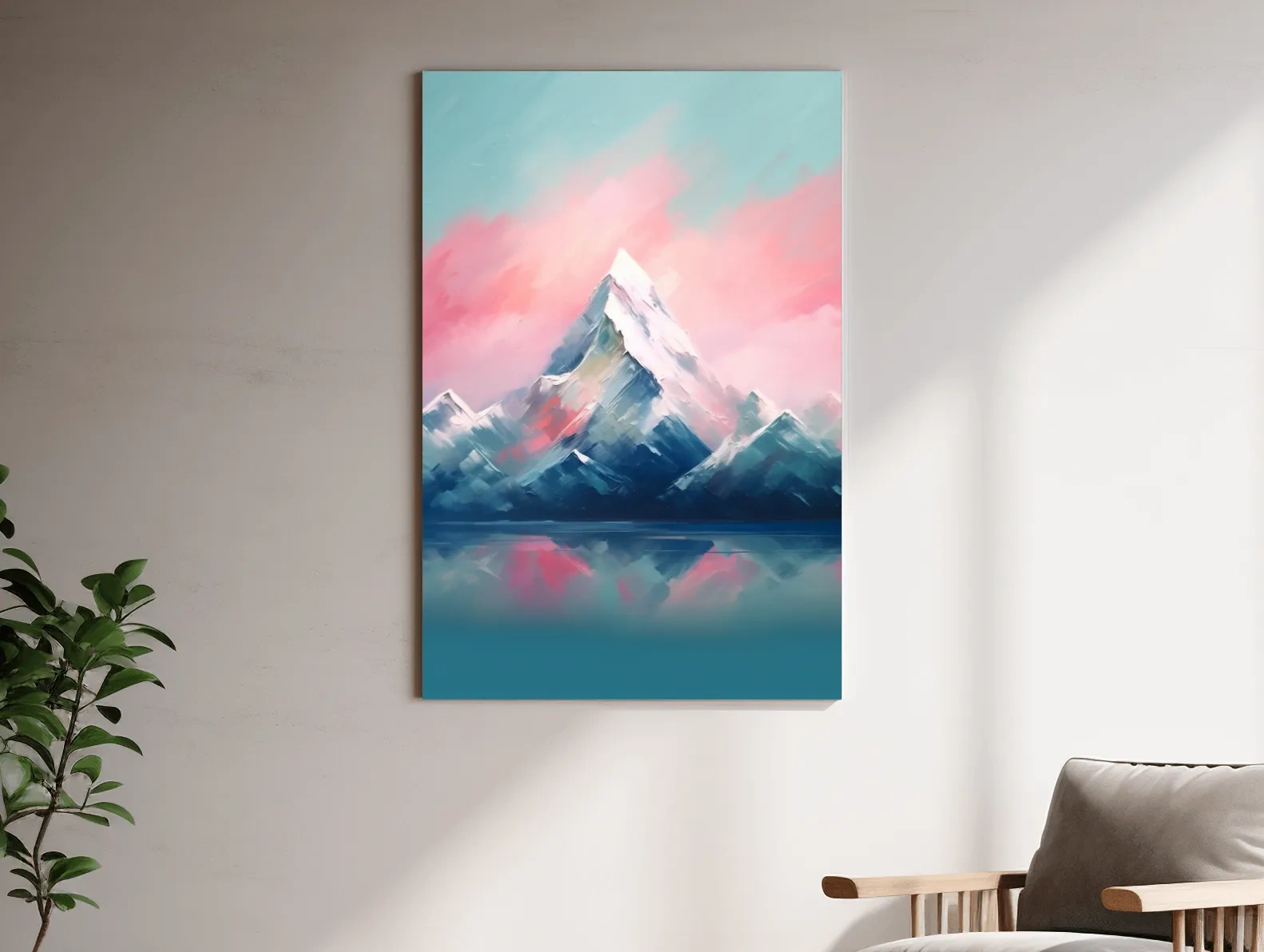 Pastel Alpine Peak Painting - Impressionism Watercolor Mountain Wall Art