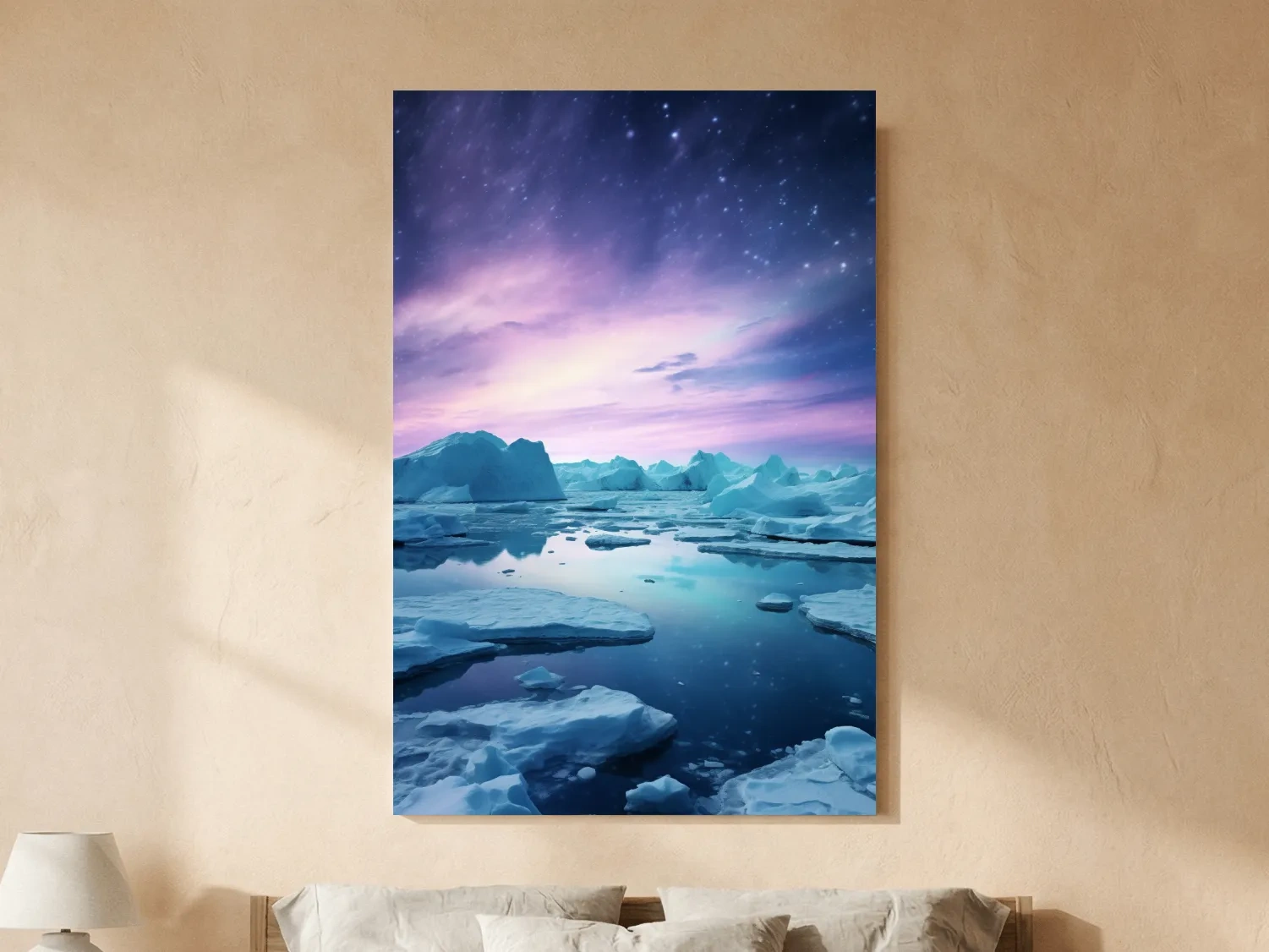 Ethereal Arctic Iceberg Aurora Sky - Dreamy Polar Northern Lights Wall Art