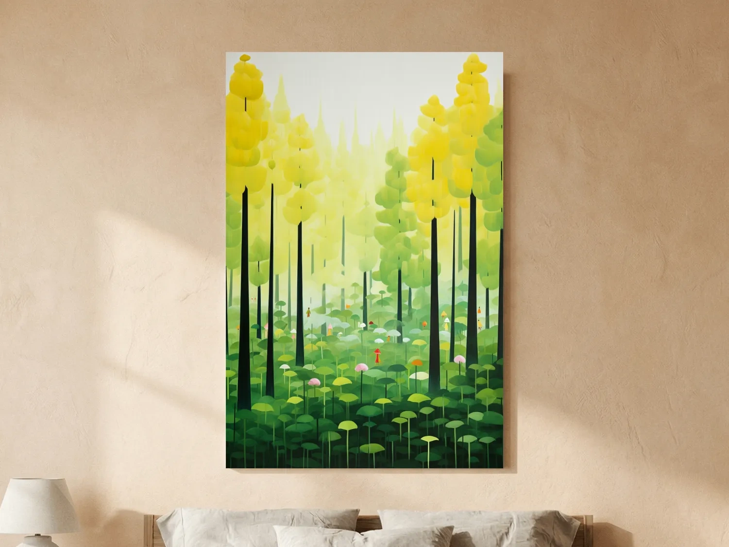 Whimsical Colorful Forest Painting - Surreal Botanical Wall Art