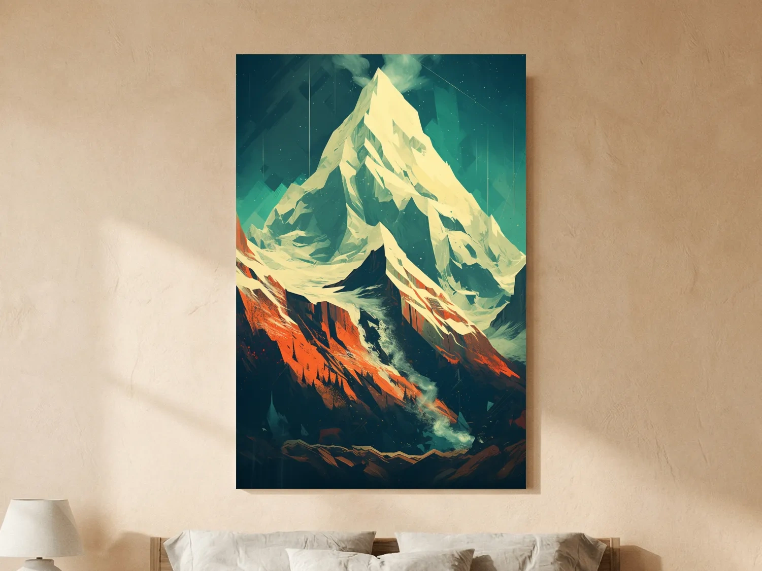 Retro Geometric Glacier Mountain Peak Artwork - Alpine Landscape Wall Art