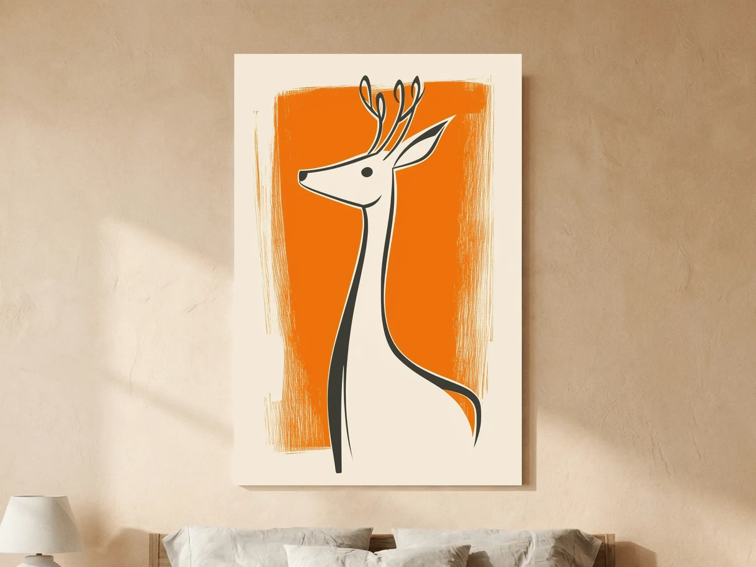 Minimalist Deer Caricature Illustration - Modern Wildlife Wall Art