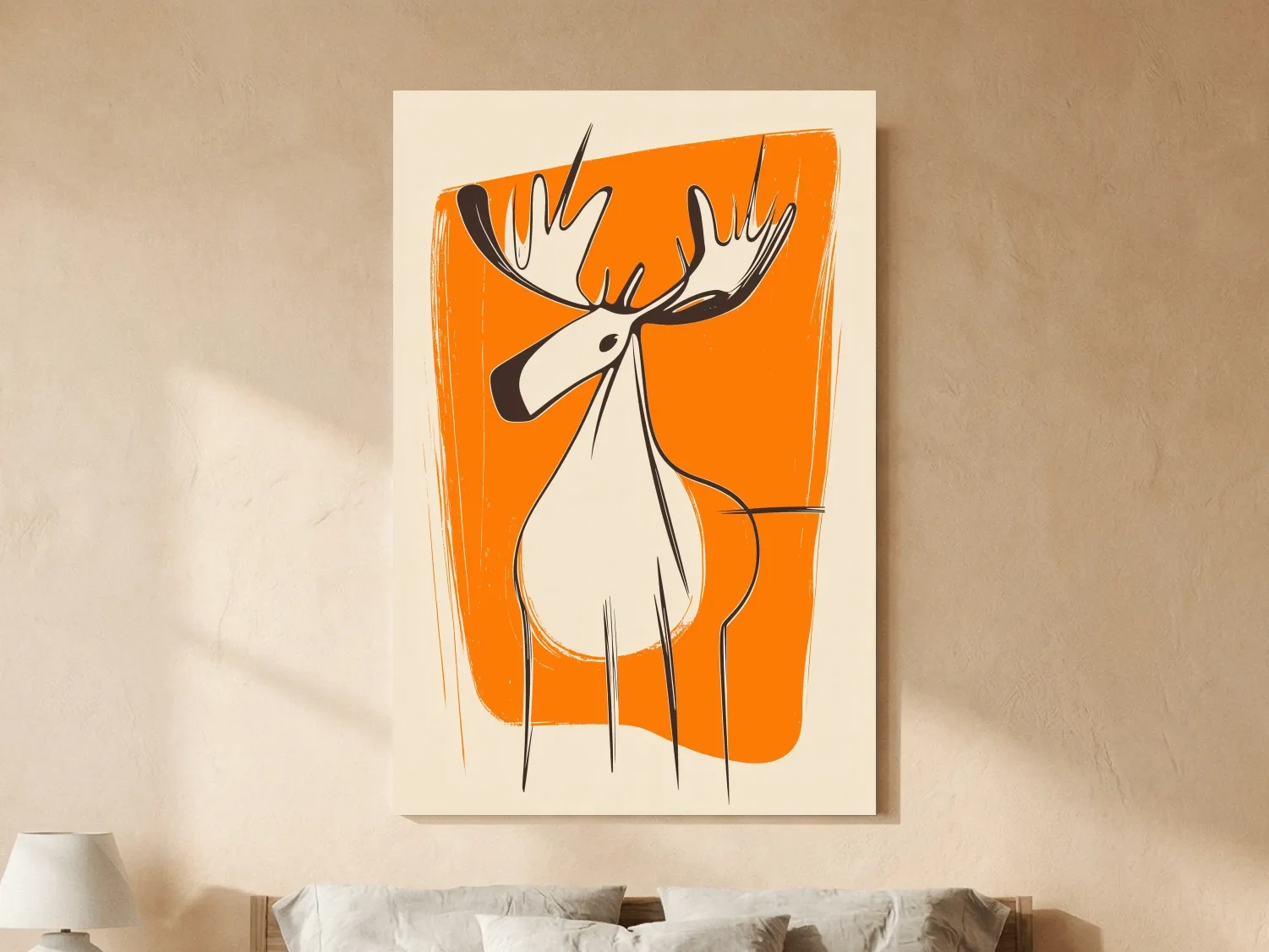 Fun caricature wall art illustration of a cartoon moose