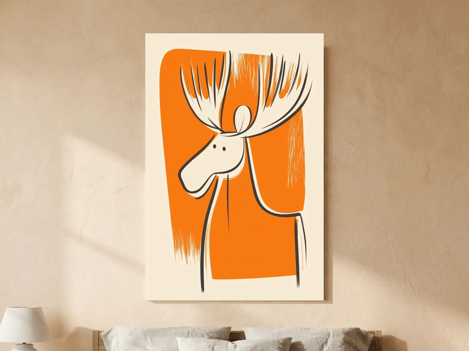 Minimalist Caricature Moose Illustration - Cartoon Wildlife Wall Art