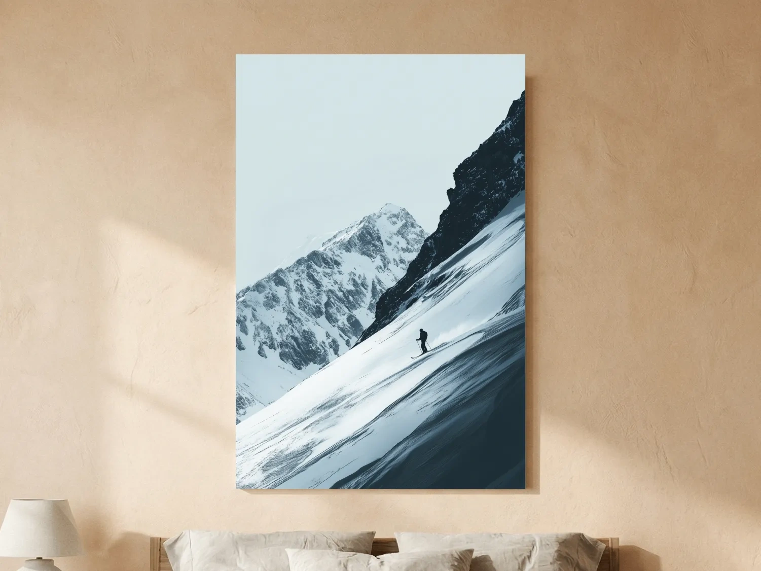 Snowy Alpine Skier Artwork - Minimalist Ski Wall Art