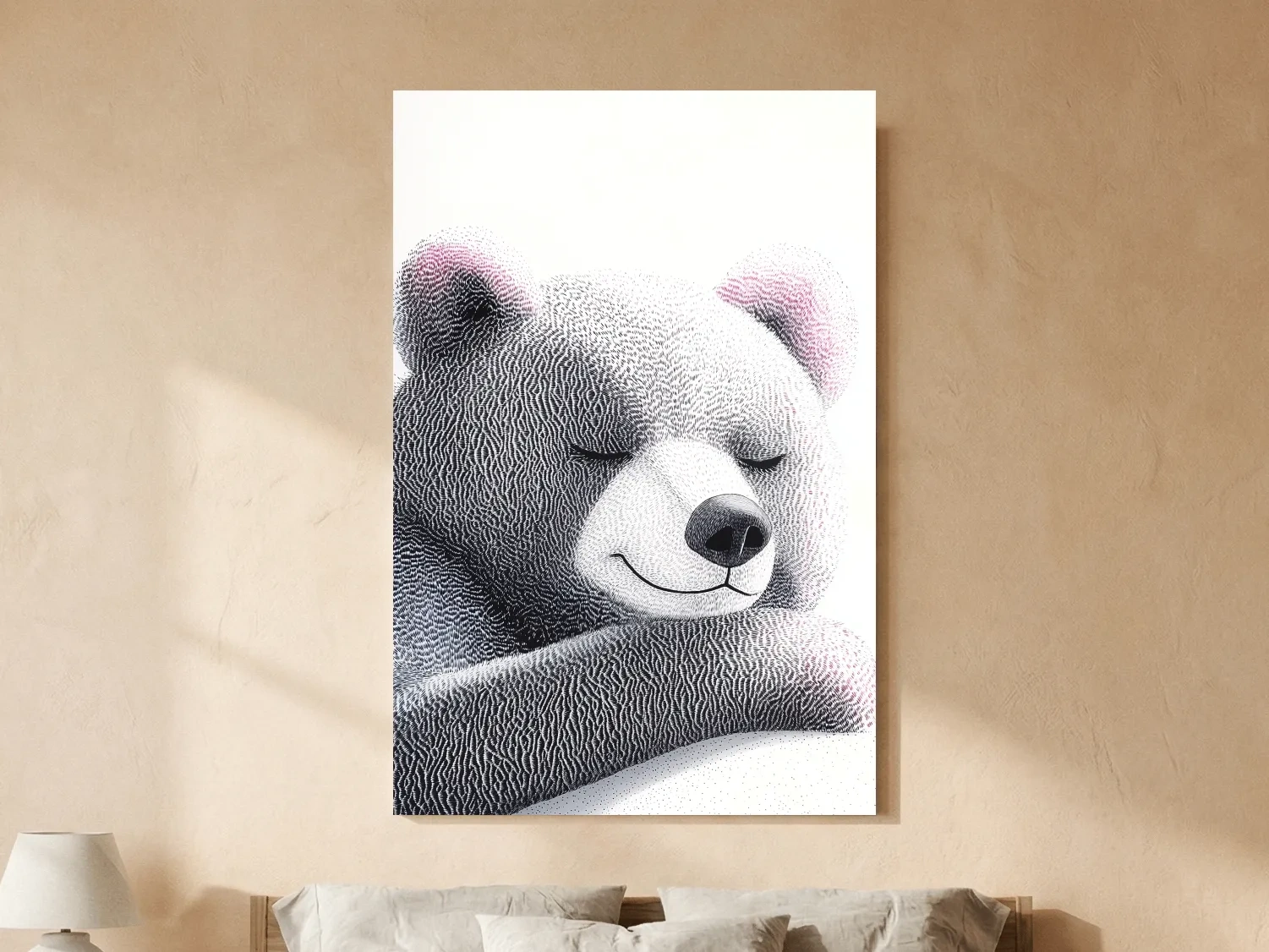 Cute Teddy Bear Illustration - Minimalist Nursery Animal Wall Art