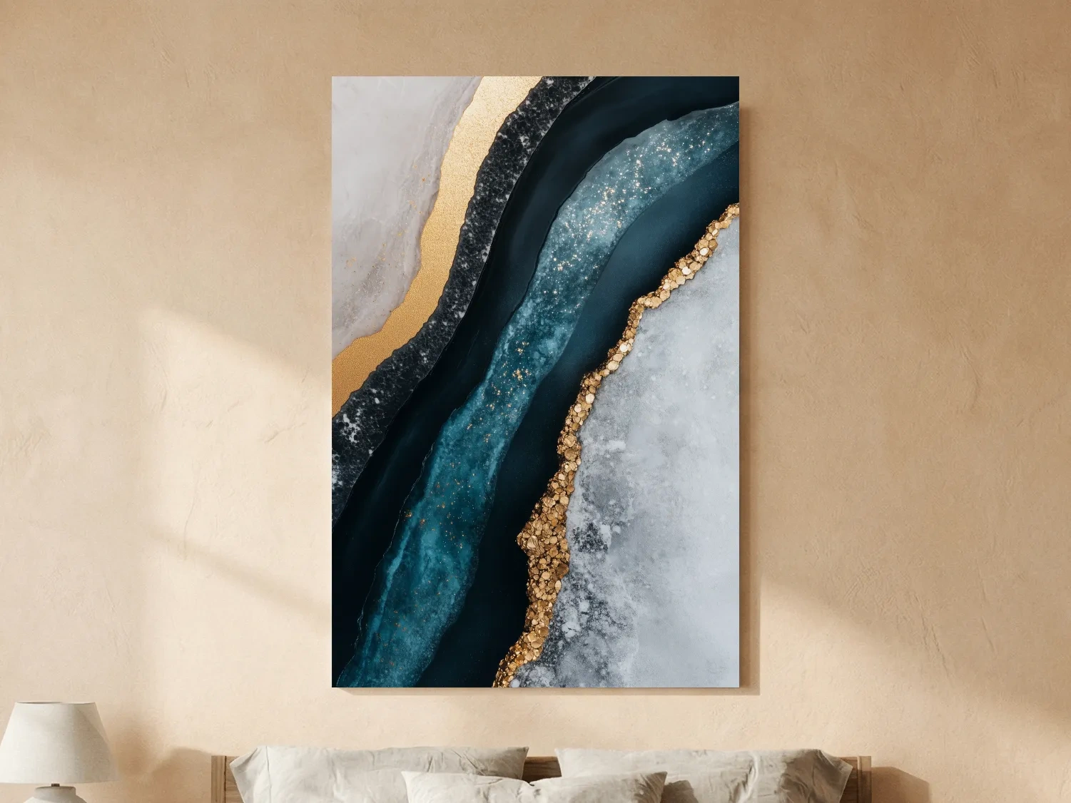 Elegant Gold Natural Geode Abstract - Modern Resin Style Wall Art