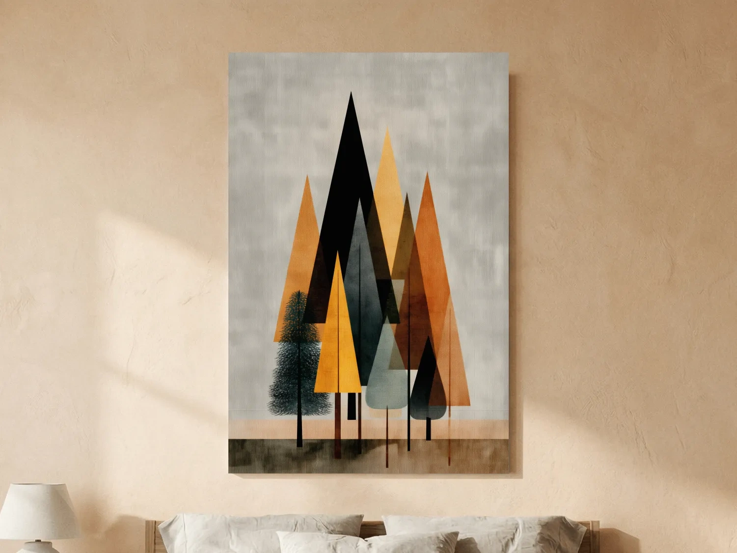 Minimalist Geometric Pine Tree Forest - Mid Century Modern Scandinavian Wall Art