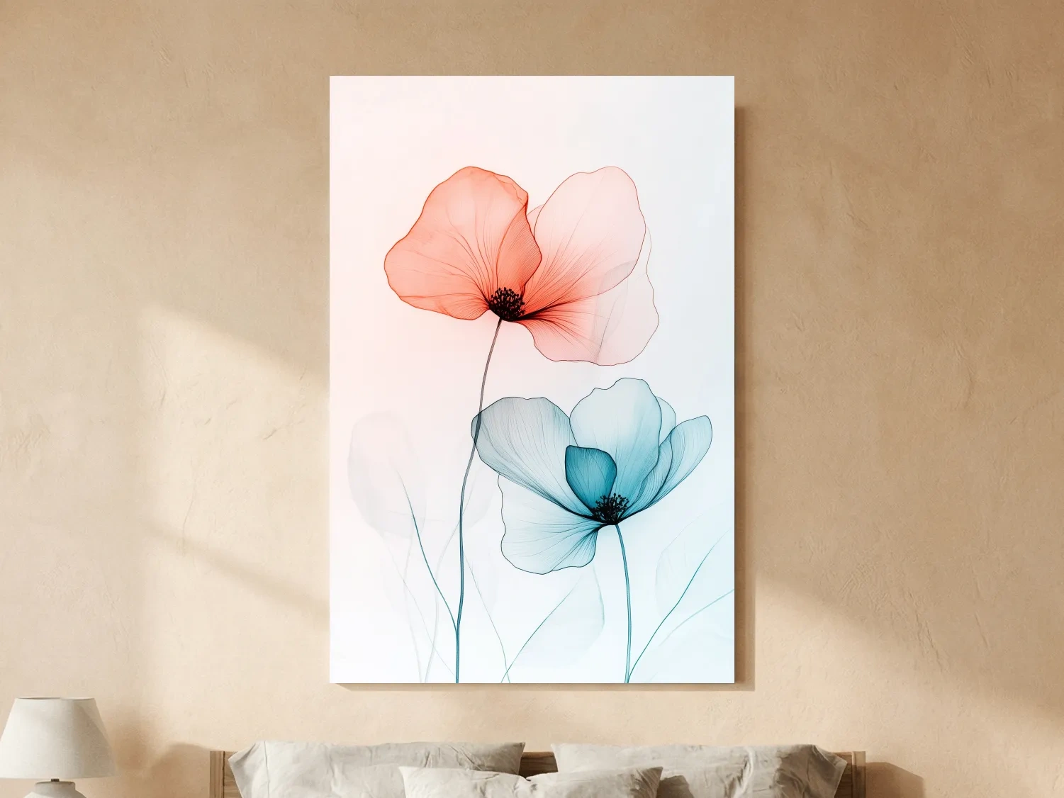 Minimalist Poppy Watercolor Print - Modern Botanical Floral Wall Art