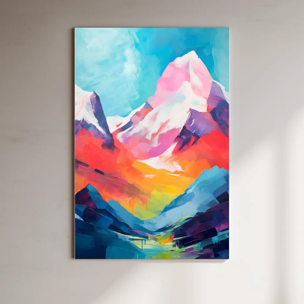 Colourful abstract mountain painting