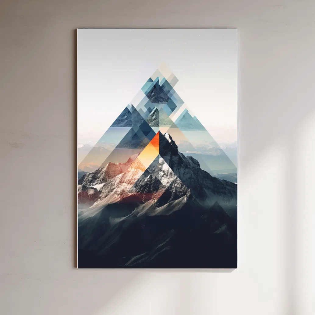 Geometric Abstract Mountain Peak Collage - Minimalist Landscape Artwork