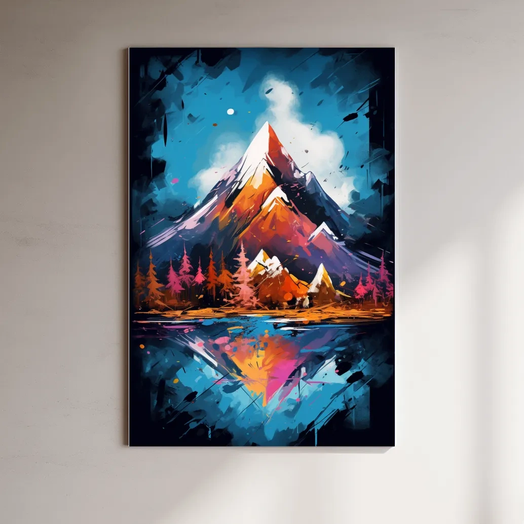 Abstract dynamic mountain painting