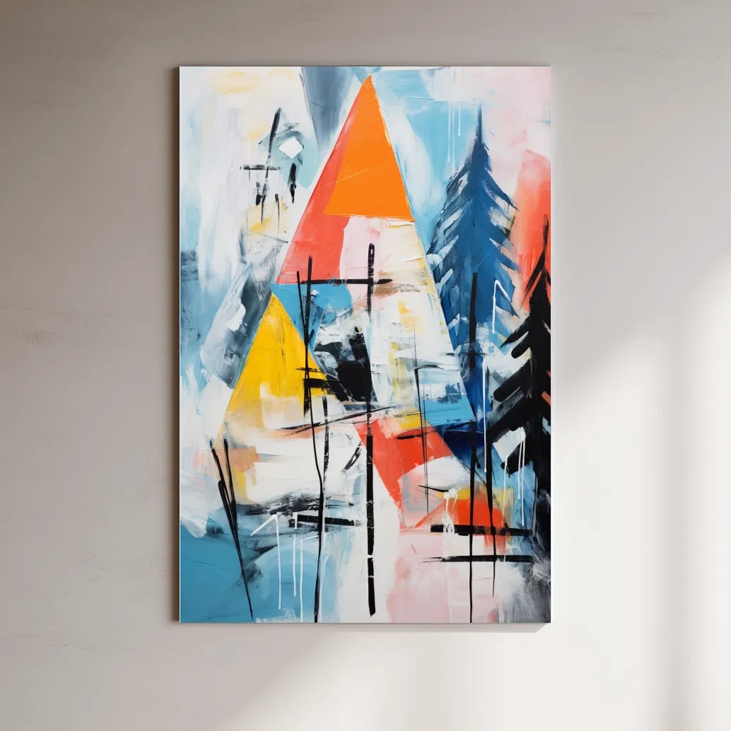 Abstract dripping mountain painting