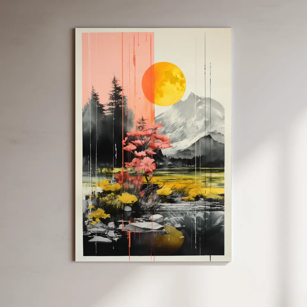 Colorful alpine flowers, illustrative artwork