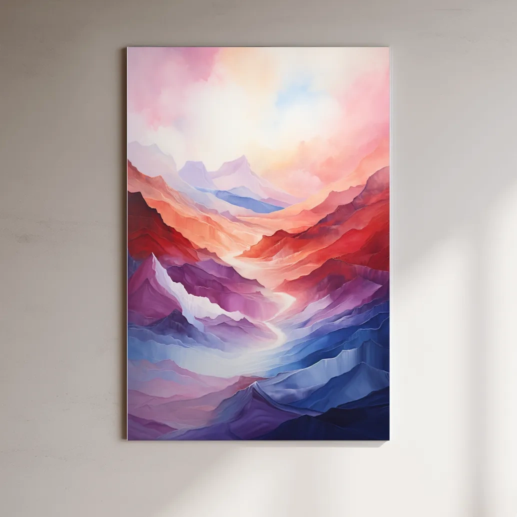 Abstract art, colourful mountainous valley