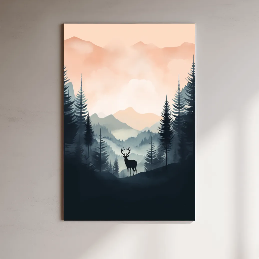 Silhouette of a deer, pastel illustration
