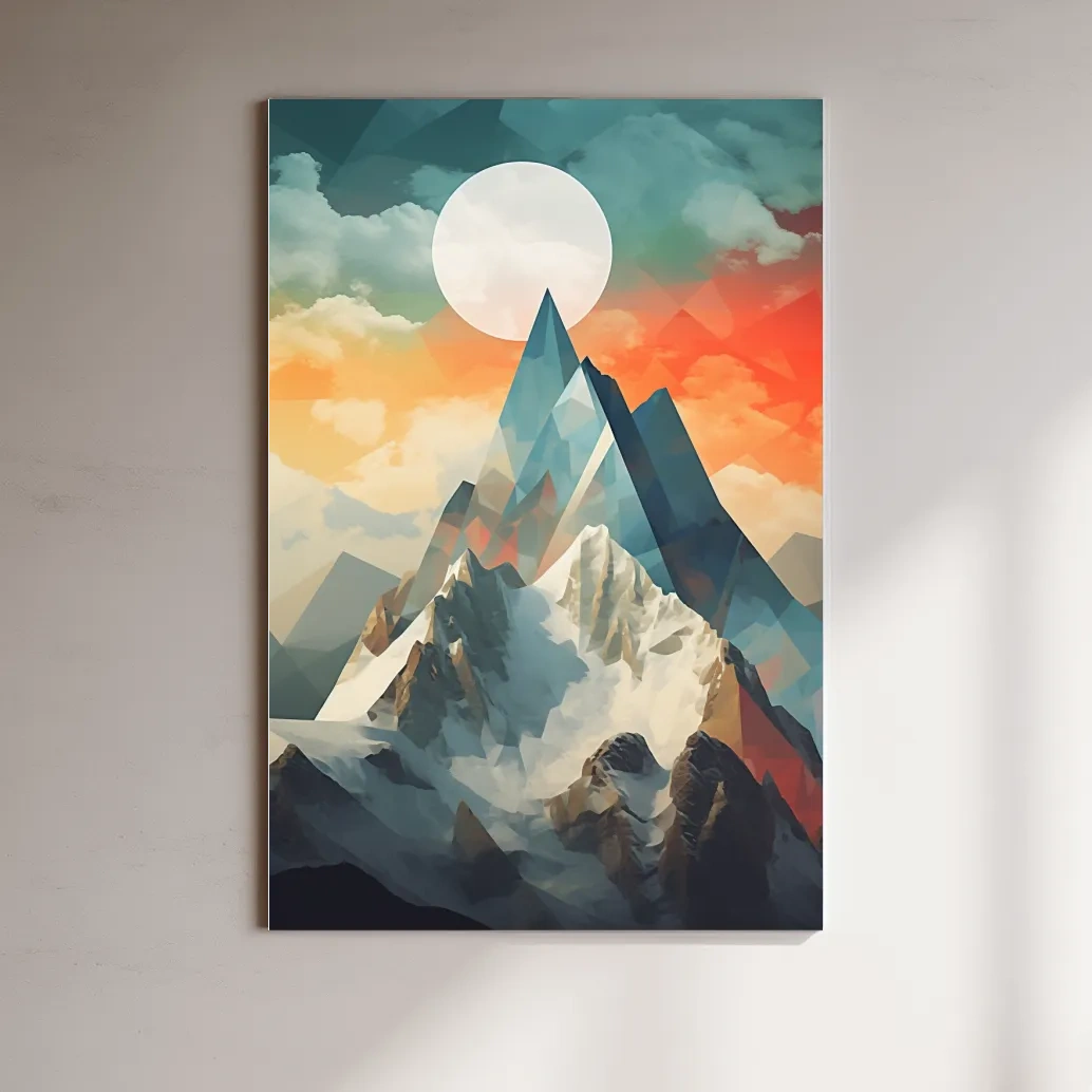 Suprematism Alpine Mountain Peak Sunrise - Abstract Landscape Wall Art