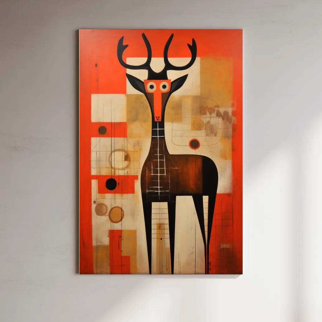 Funny quirky painting of a cartoon style deer