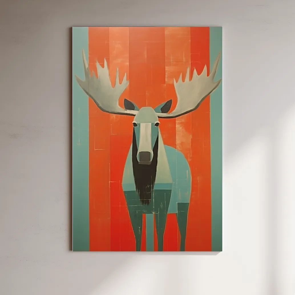 Rustic painting of a moose on wood