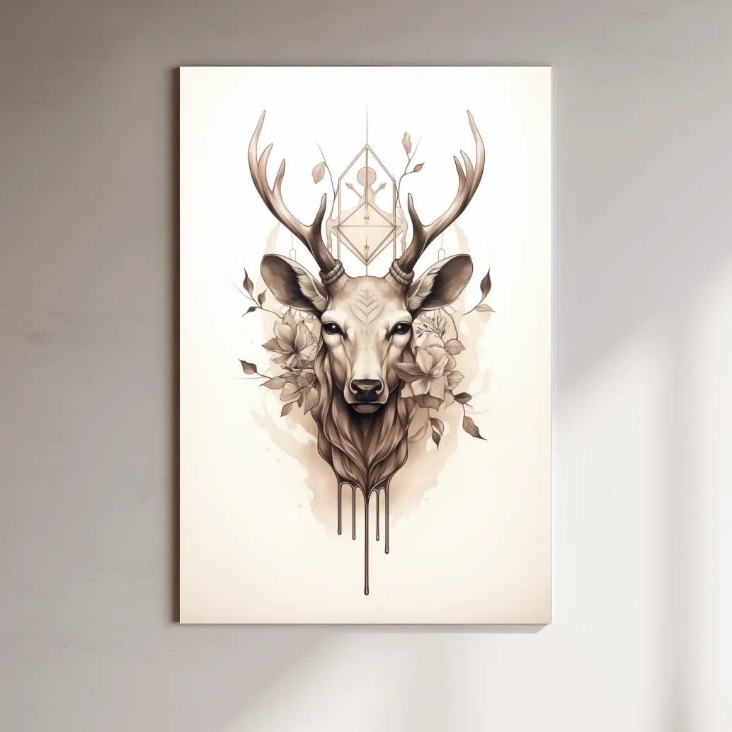 Minimal illustration of an ornate deers head