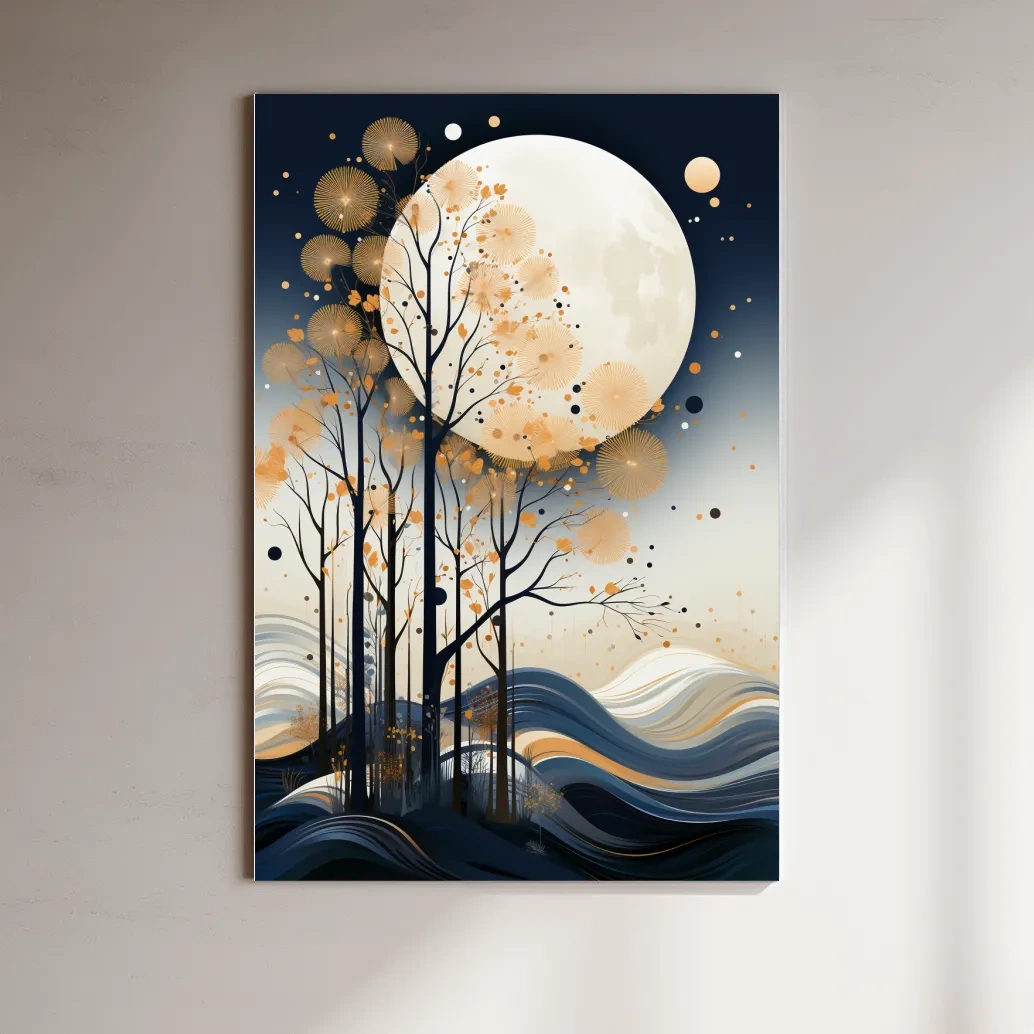 Elegant illustration of a forest under the night sky