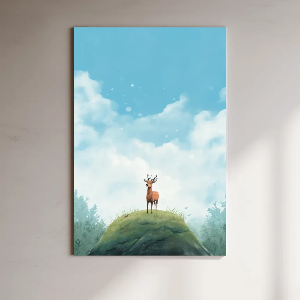 Bright illustration artwork of a cute deer
