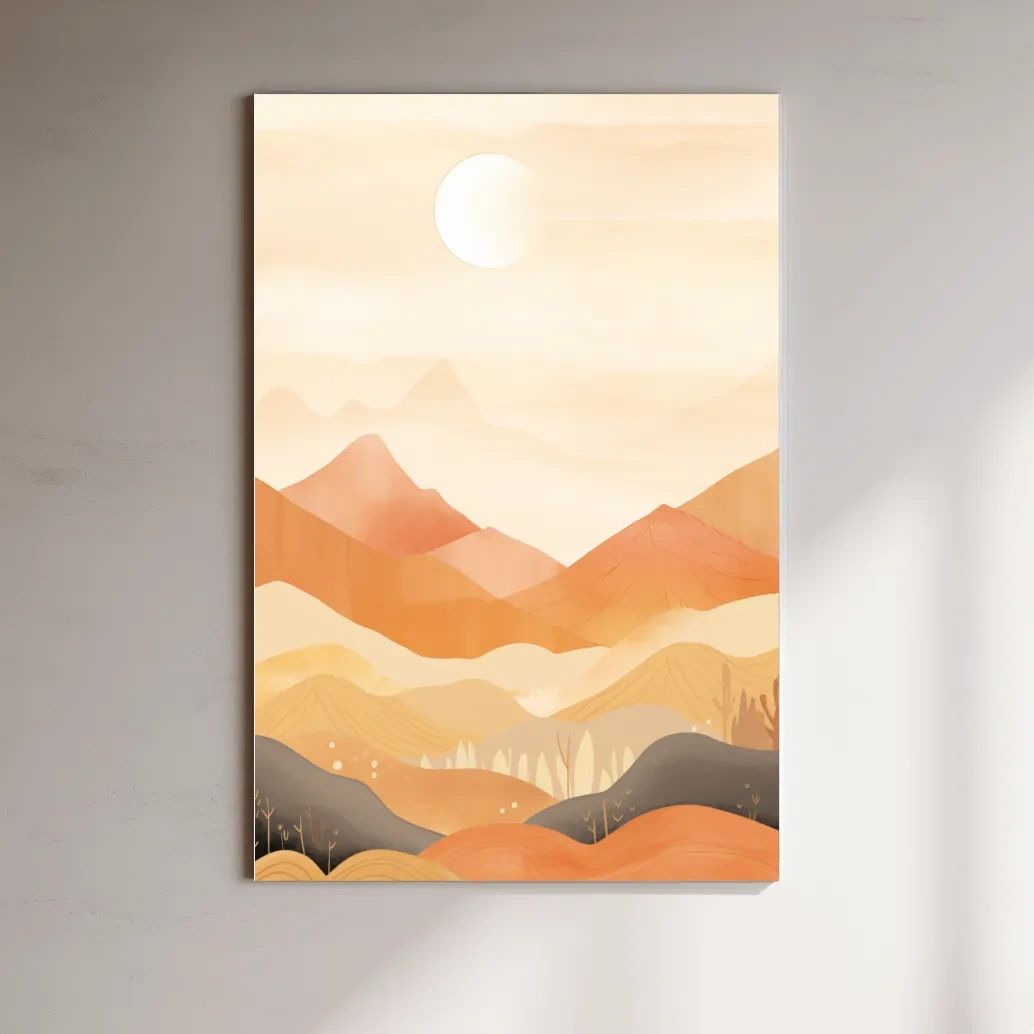Watercolour illustration of subtle mountain shapes in the mist